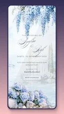 Preview tema undangan digital website Hydrangea dengan desain romantis elegan